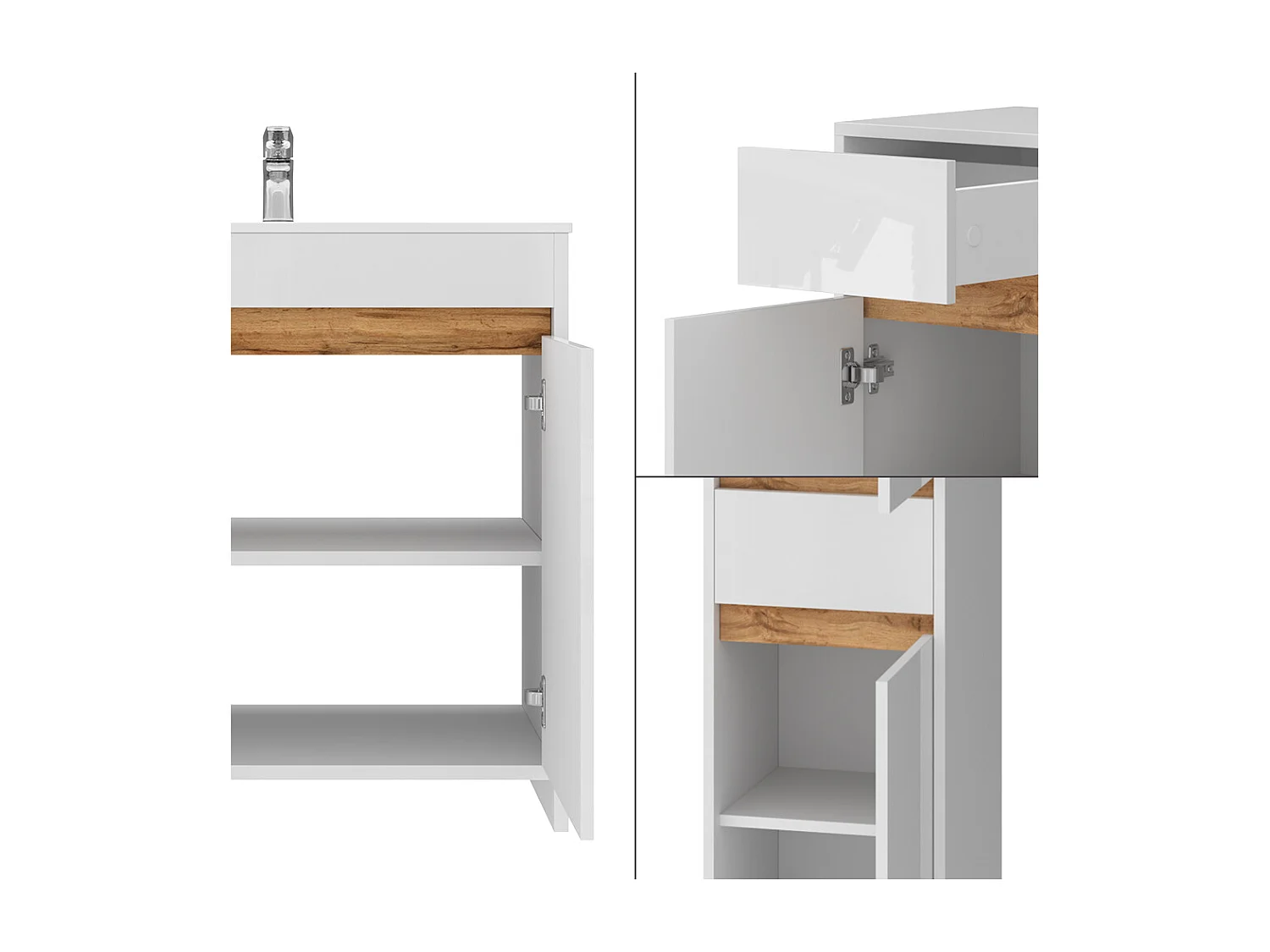 Badkamermeubelset wit hoogglans 79.8x40x81.9 lemgo