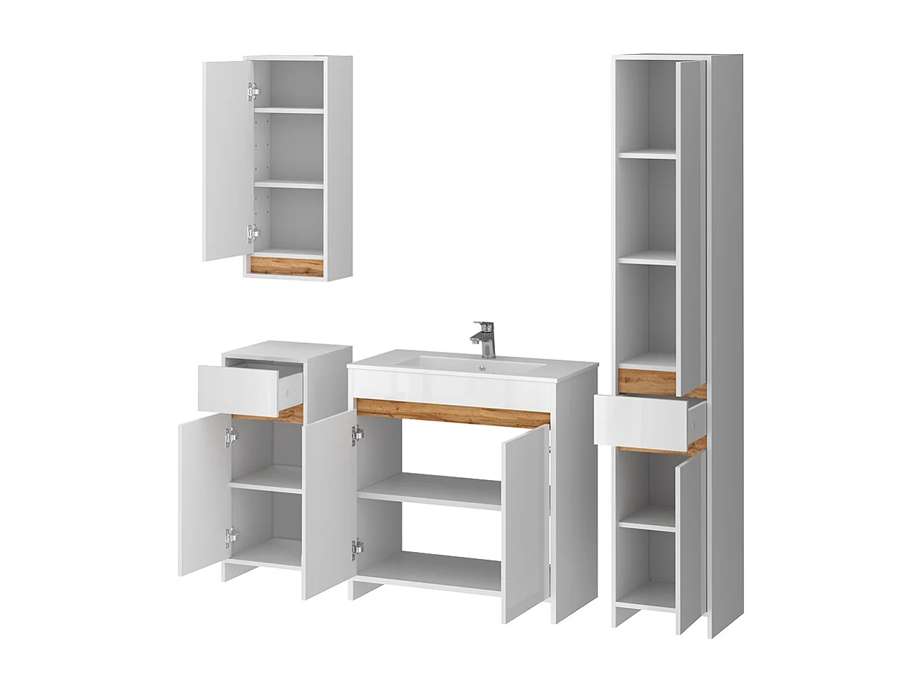 Badkamermeubelset wit hoogglans 79.8x40x81.9 lemgo