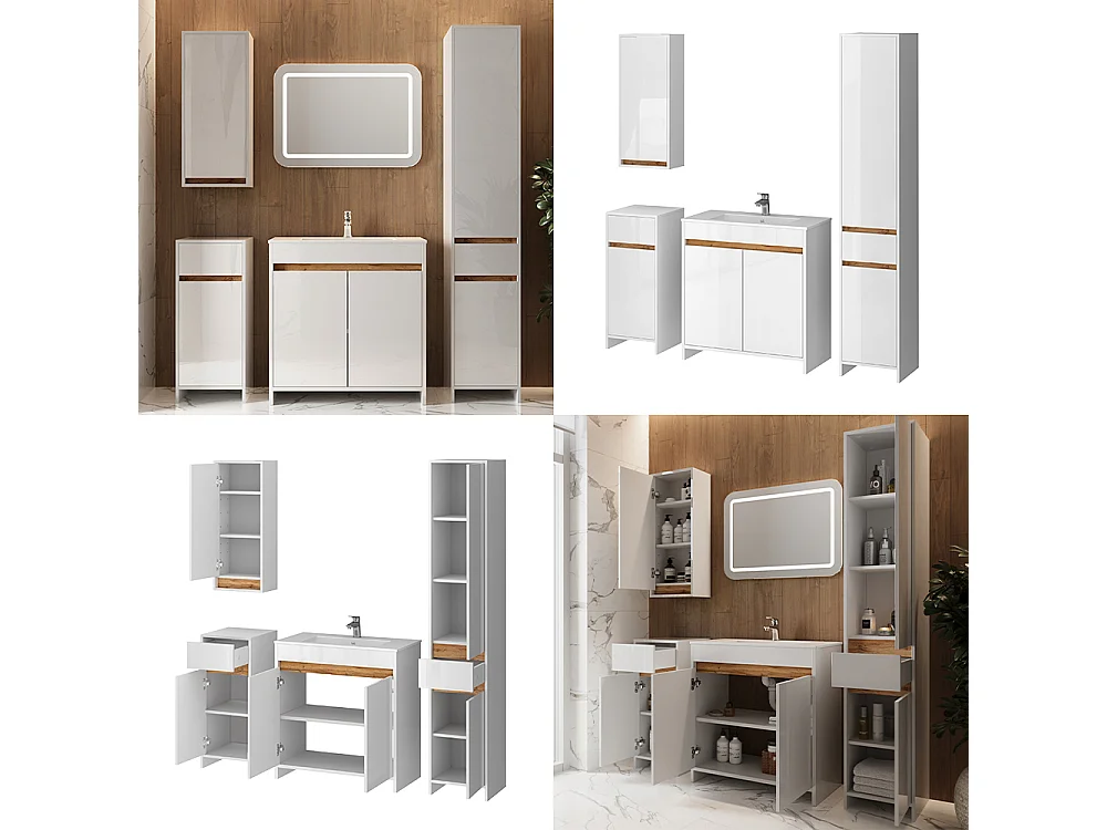 Badkamermeubelset wit hoogglans 79.8x40x81.9 lemgo