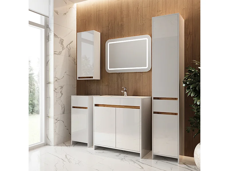 Badkamermeubelset wit hoogglans 79.8x40x81.9 lemgo