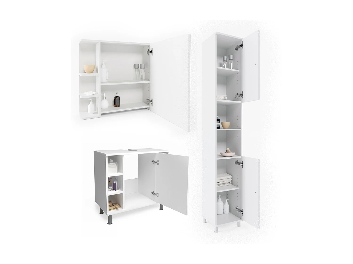 Set mobili bagno bianco 60x32x54 fynn