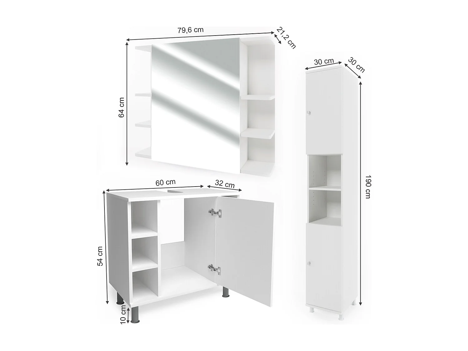 Meubles bain blanc 60x32x54 fynn