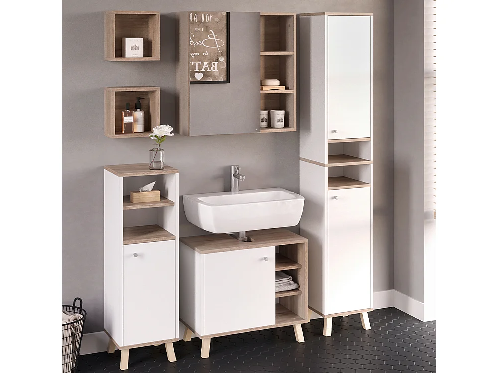 Set mobili bagno bianco 62x32x54 senyo