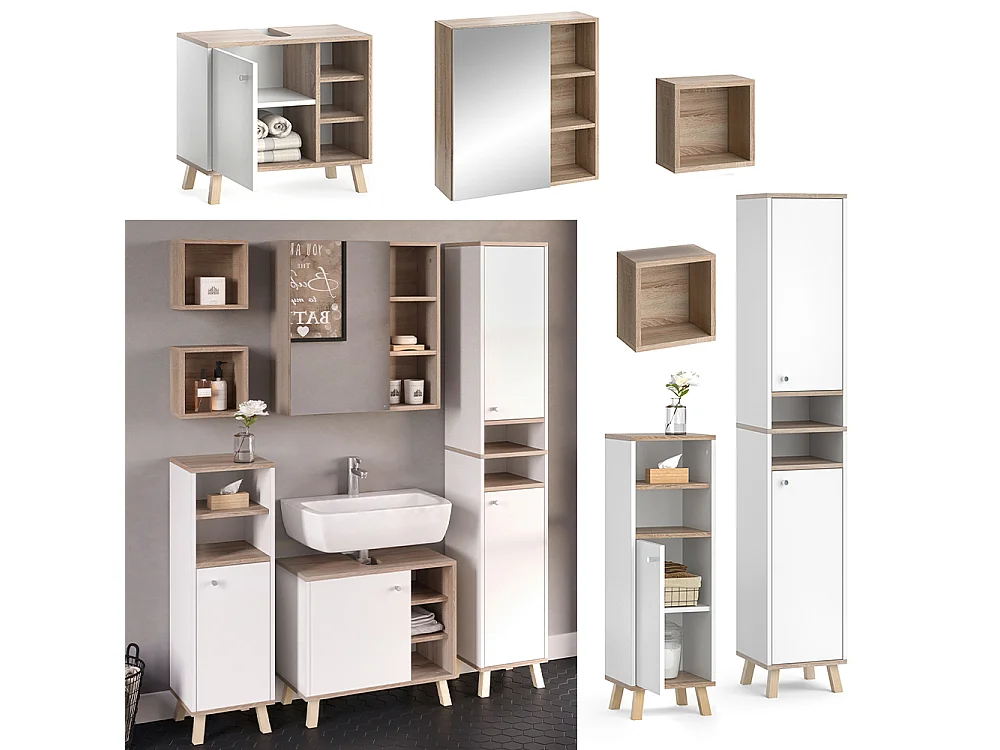 Meubles bain blanc 62x32x54 senyo