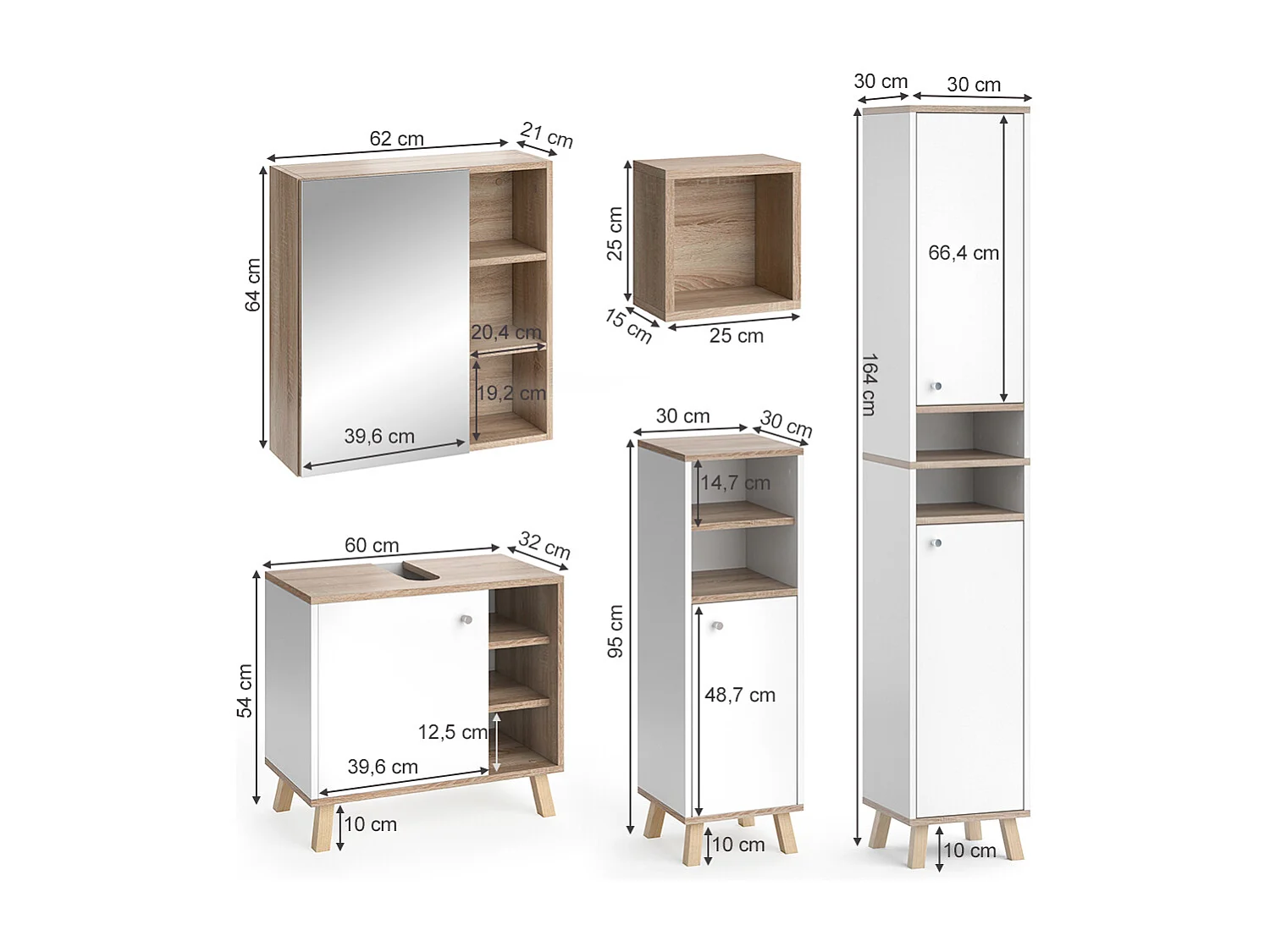 Meubles bain blanc 62x32x54 senyo