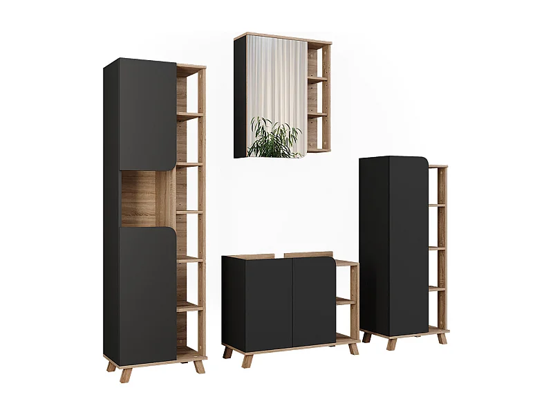 Set di mobili da bagno sonoma/antracite 80x35x65 karen