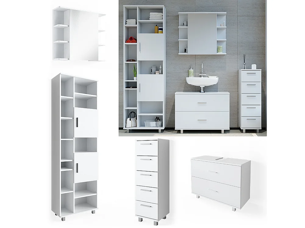 Set mobili bagno bianco 80.2x33x60.8 ilias