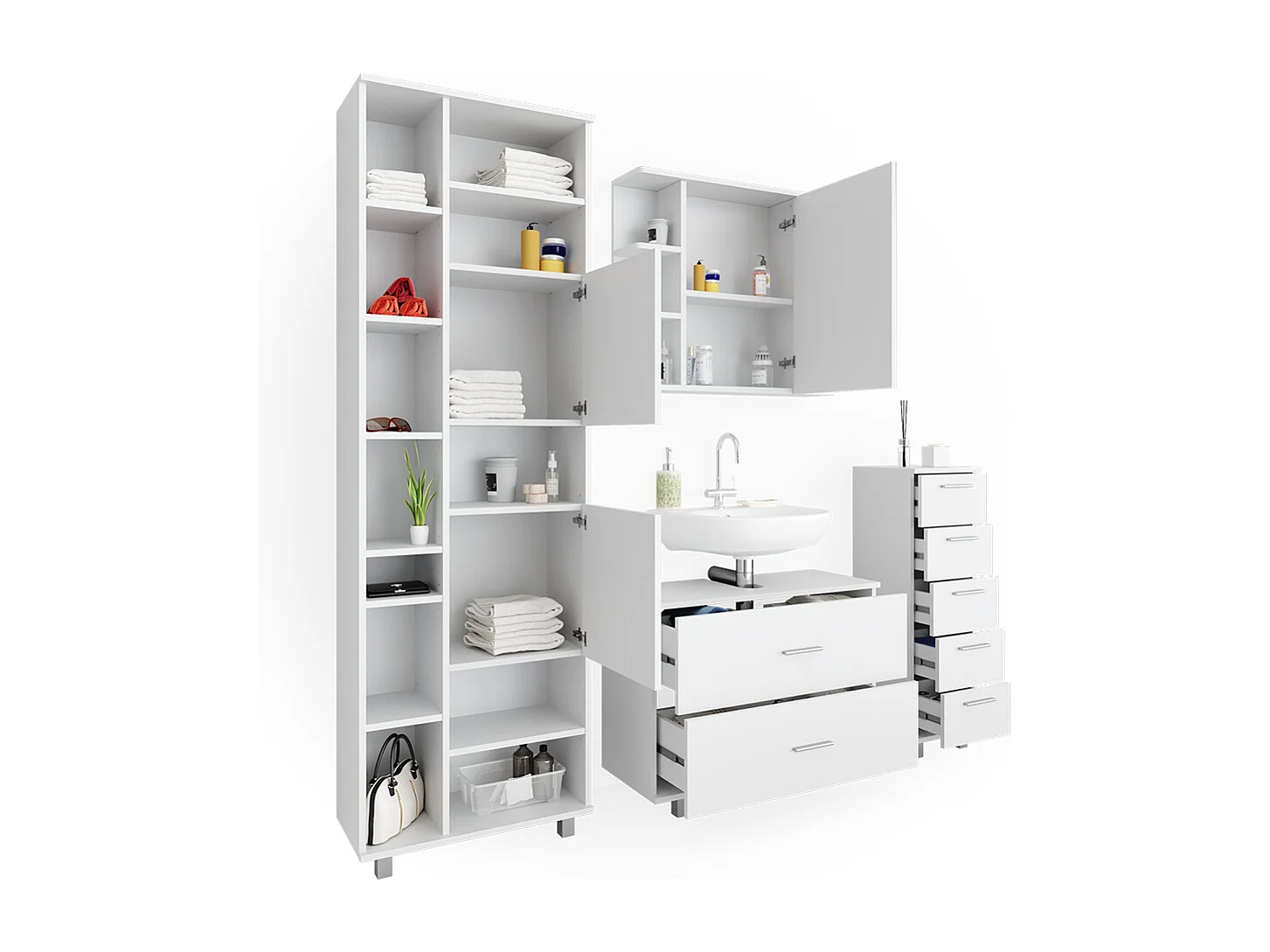 Set mobili bagno bianco 80.2x33x60.8 ilias