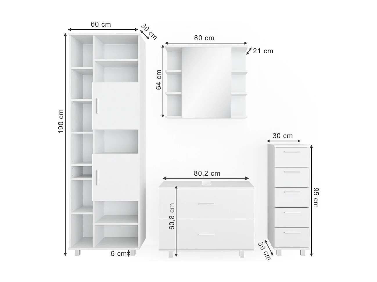 Meubles bain blanc 80.2x33x60.8 ilias