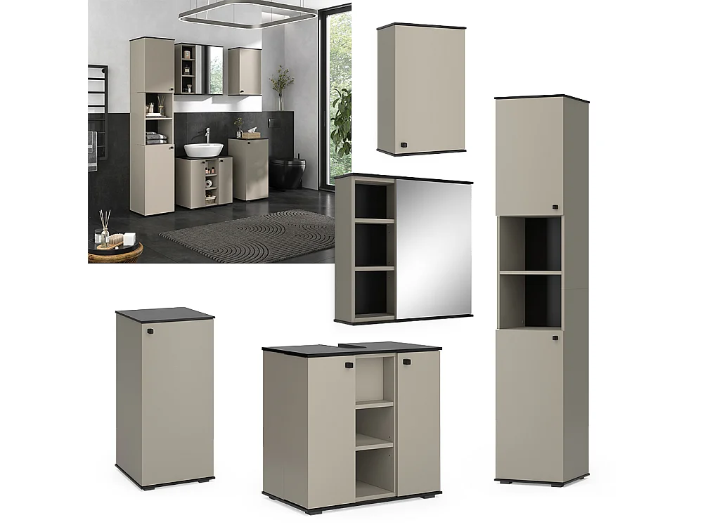 Meubles bain grège 60x37x59 joli