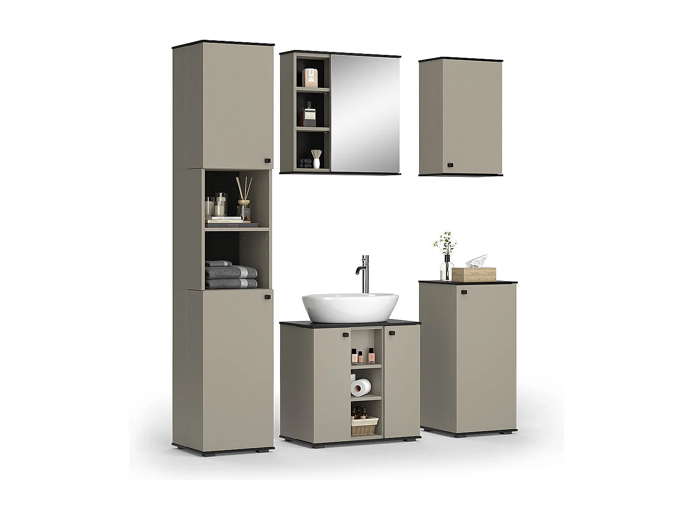 Meubles bain grège 60x37x59 joli