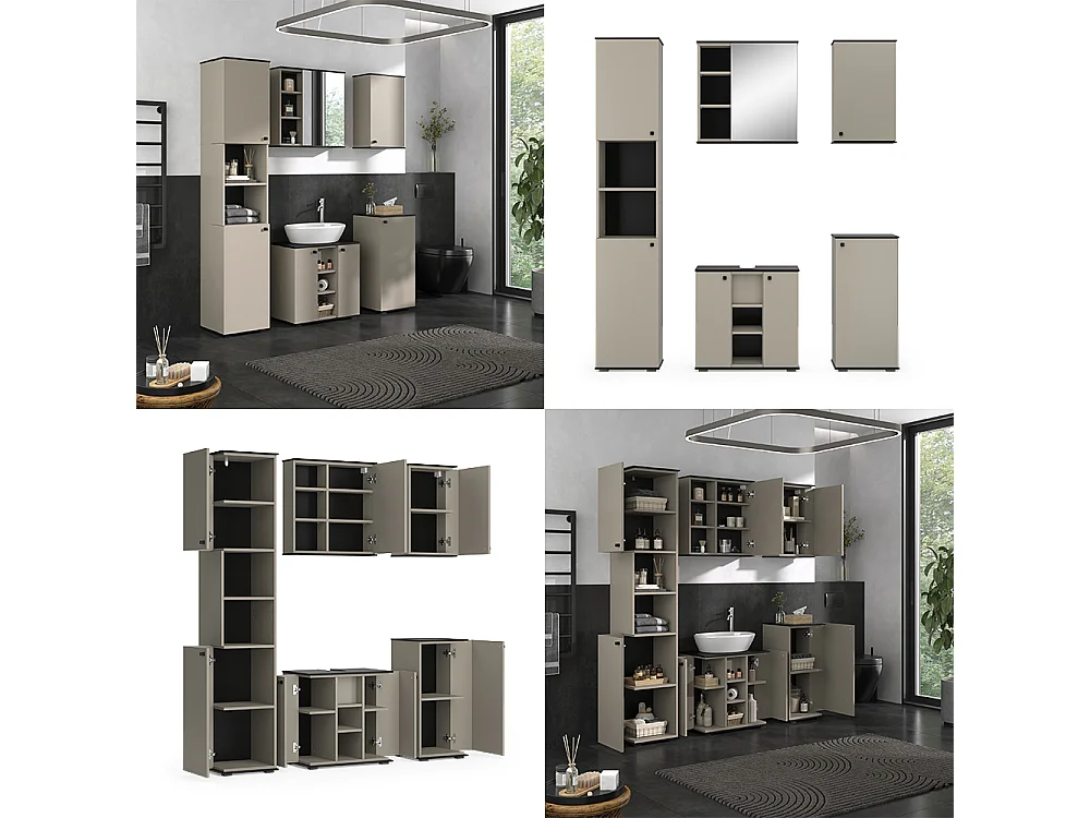 Meubles bain grège 60x37x59 joli