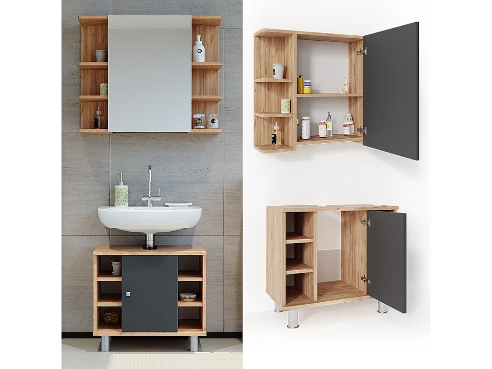 Badkamermeubel set eiken 60x32x54 fynn