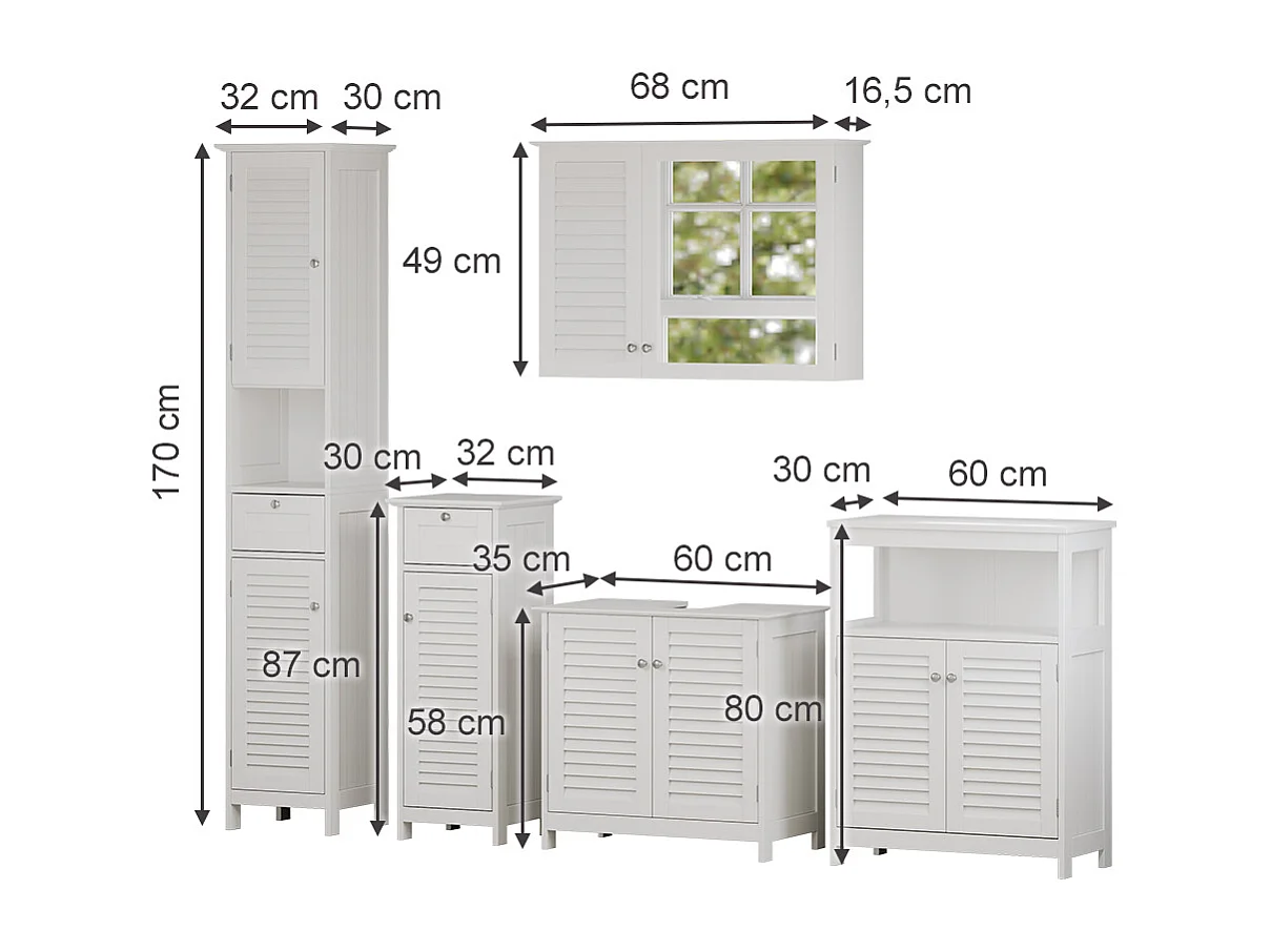 Meubles bain blanc 60x35x58 riad