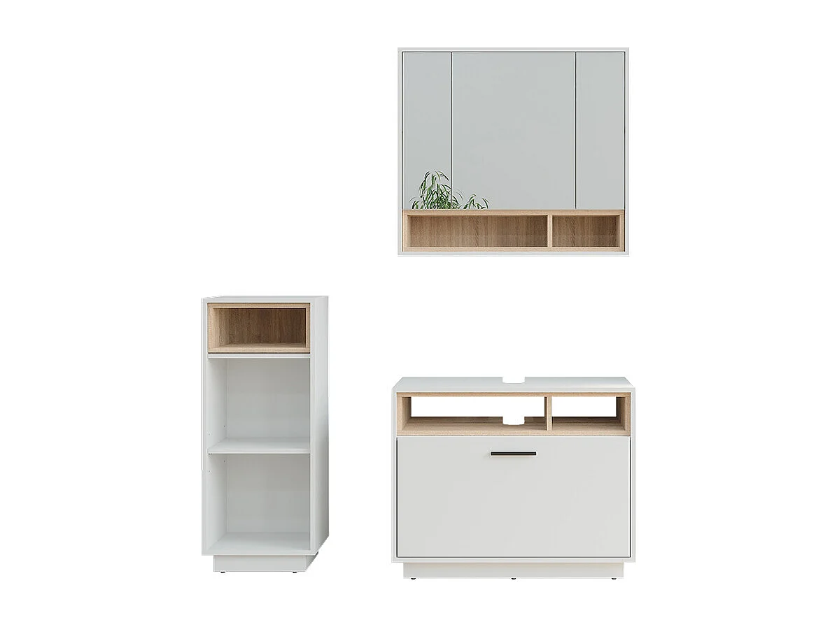 Set di mobili da bagno bianco/sonoma 80x35x64 beatrice