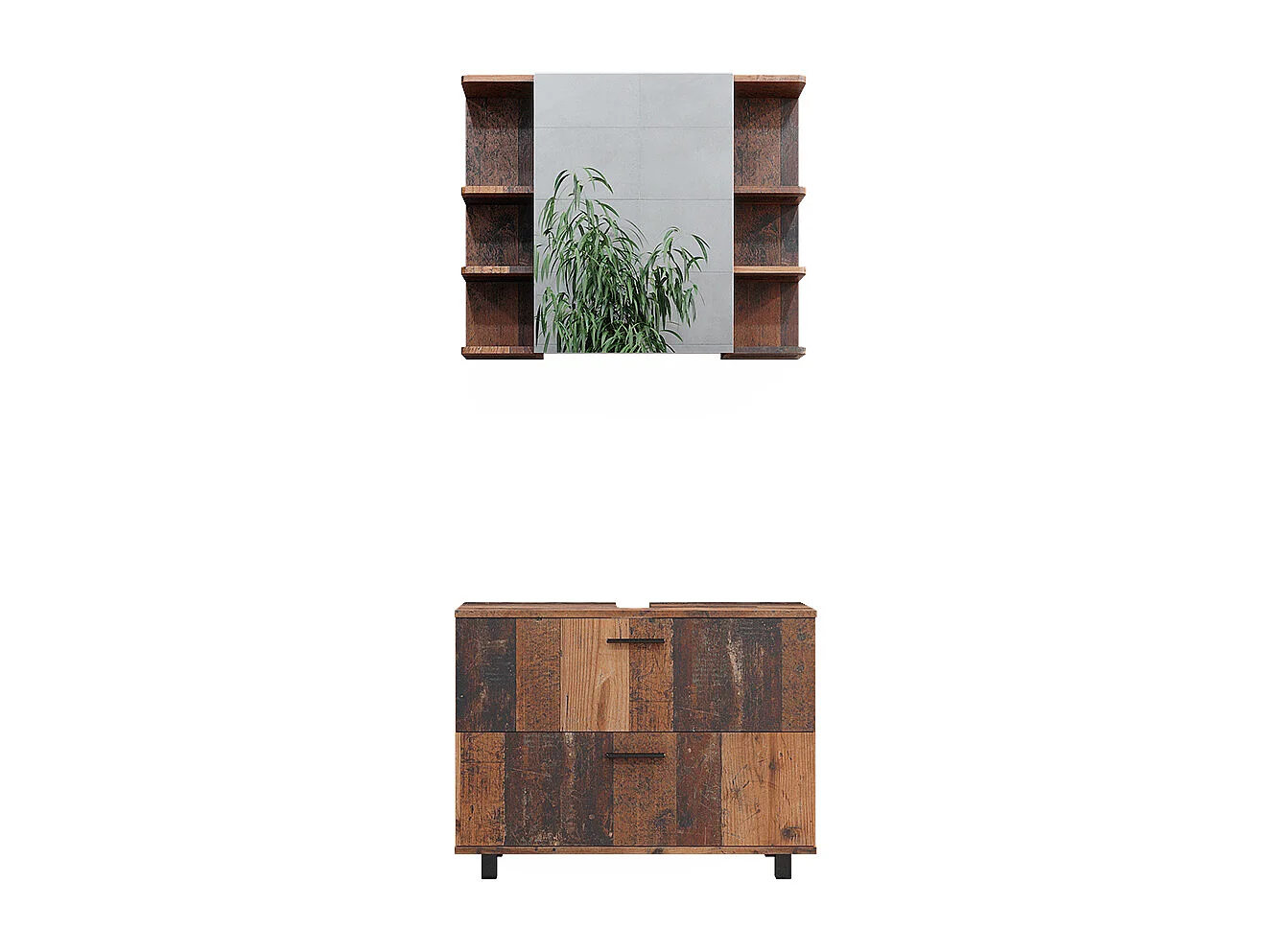 Set di mobili da bagno rovere rustico 80.2x33x60.8 ilias