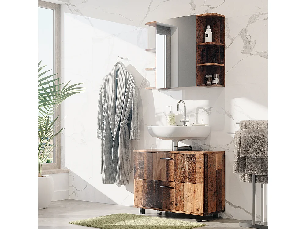 Set di mobili da bagno rovere rustico 80.2x33x60.8 ilias