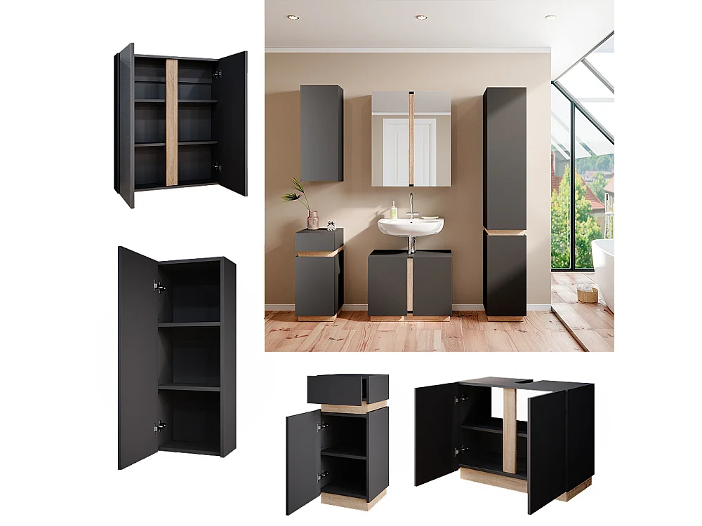 Set di mobili da bagno antracite 70x34x55 gloria