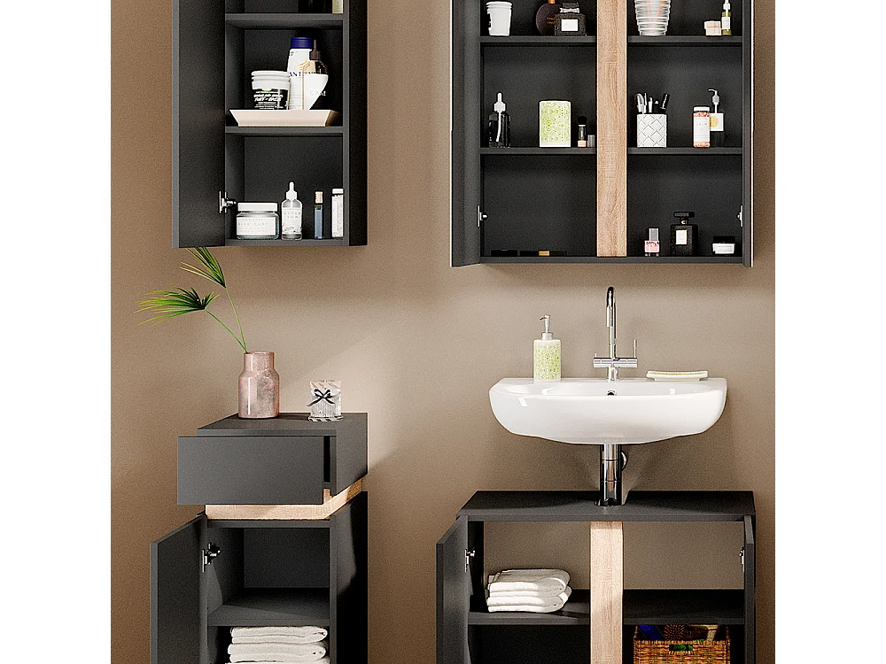 Set di mobili da bagno antracite 70x34x55 gloria