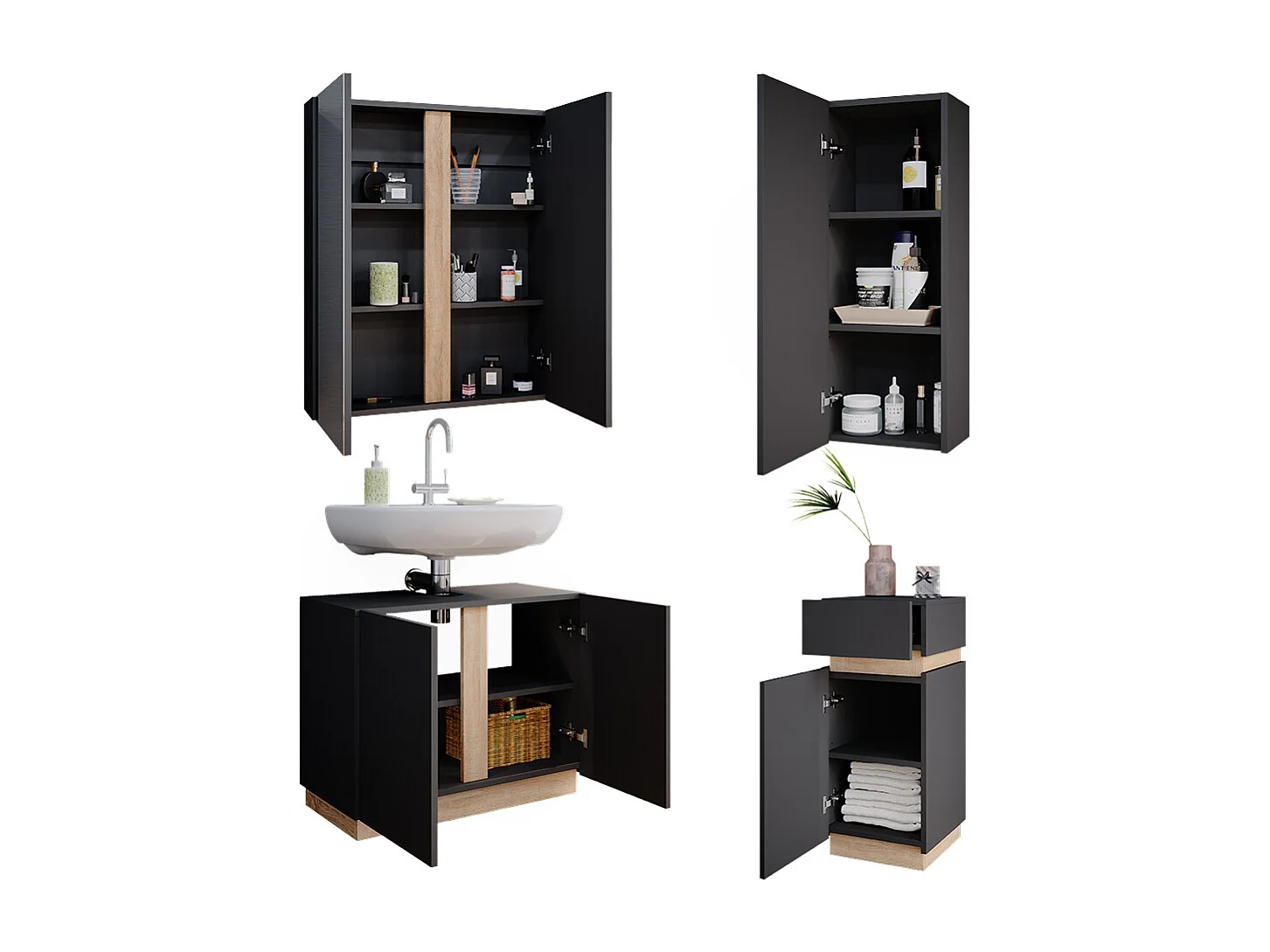 Meubles bain anthracite 70x34x55 gloria