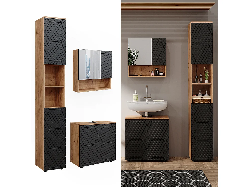 Meubles bain anthracite avec structure en nid dabeille 80x41x58.6 irma