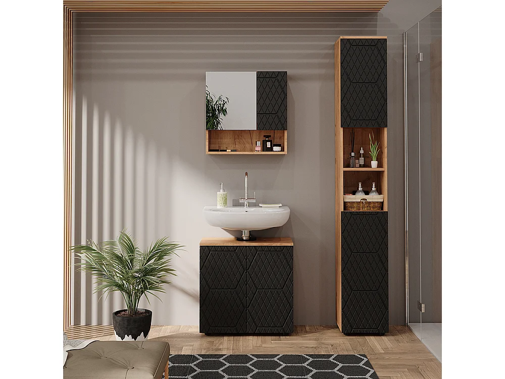 Meubles bain anthracite avec structure en nid dabeille 80x41x58.6 irma