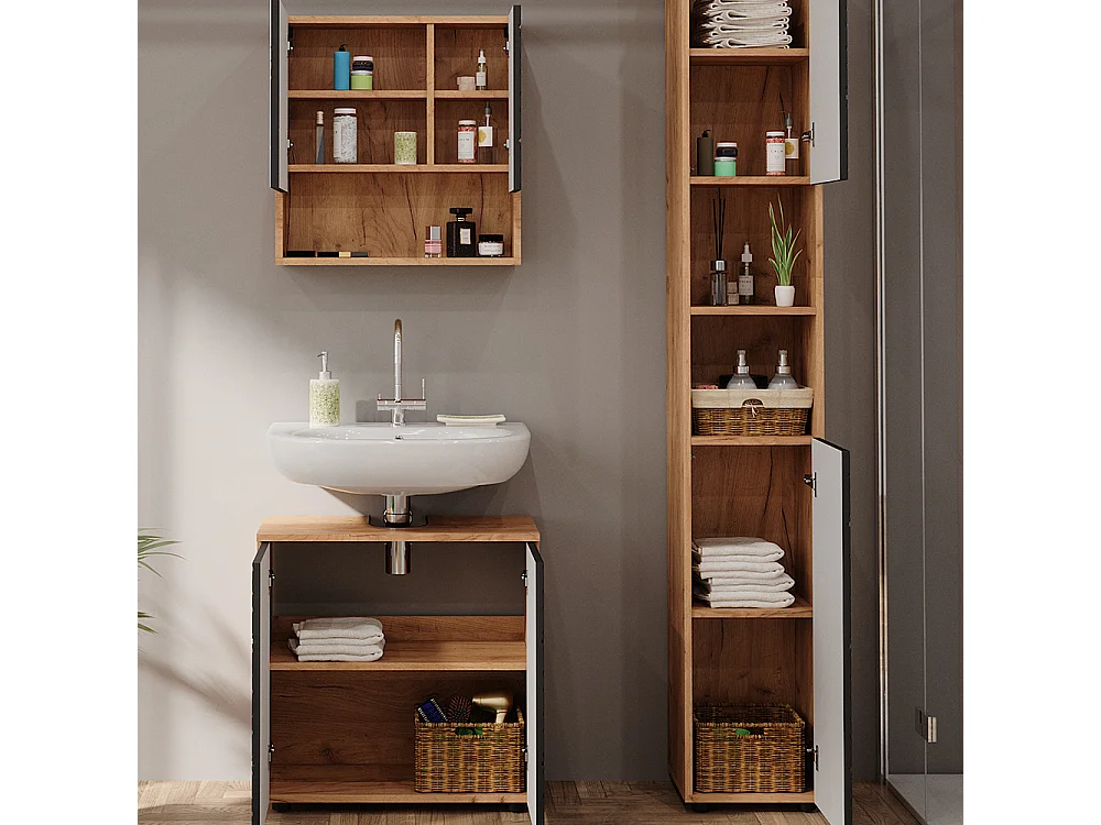 Meubles bain anthracite avec structure en nid dabeille 80x41x58.6 irma