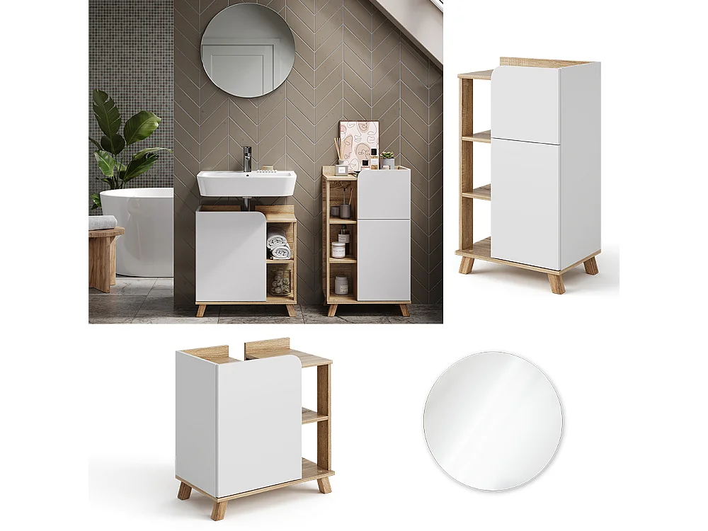 Badmöbel-Set sonoma/weiß 60x35x65 karen