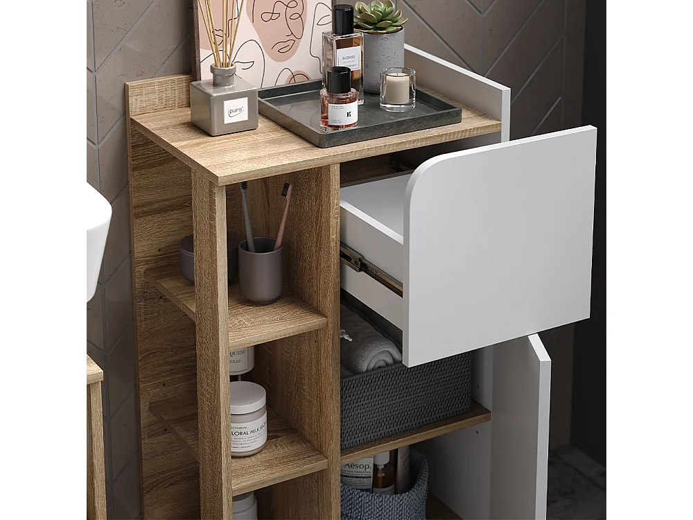 Badmöbel-Set sonoma/weiß 60x35x65 karen