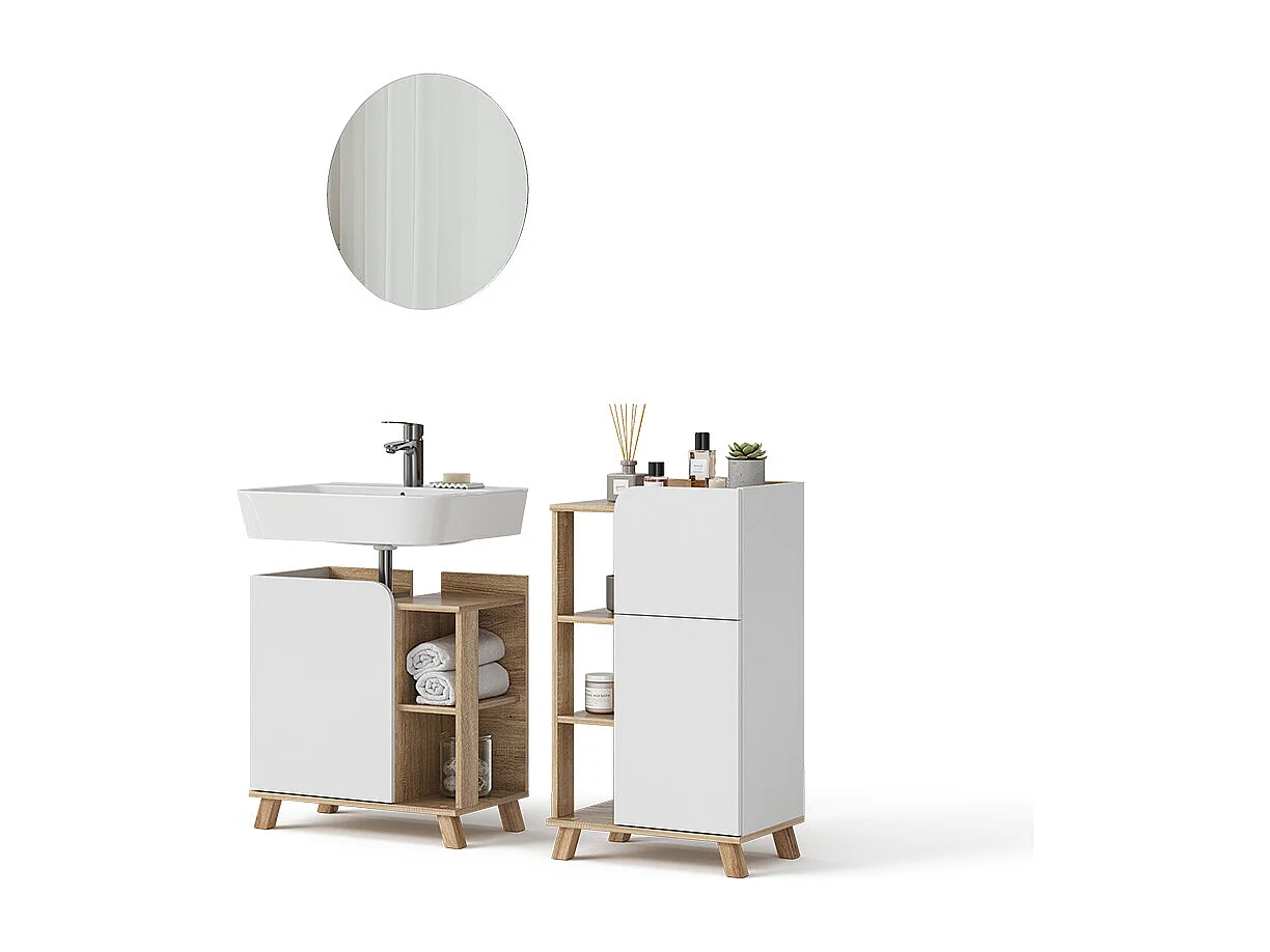 Badmöbel-Set sonoma/weiß 60x35x65 karen