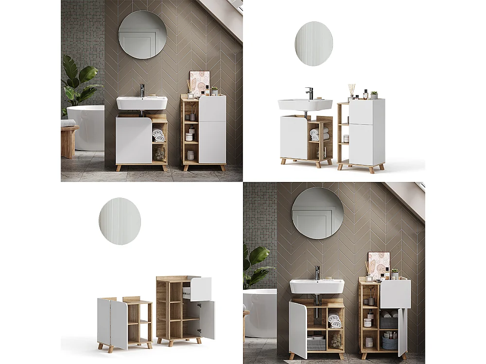 Badmöbel-Set sonoma/weiß 60x35x65 karen