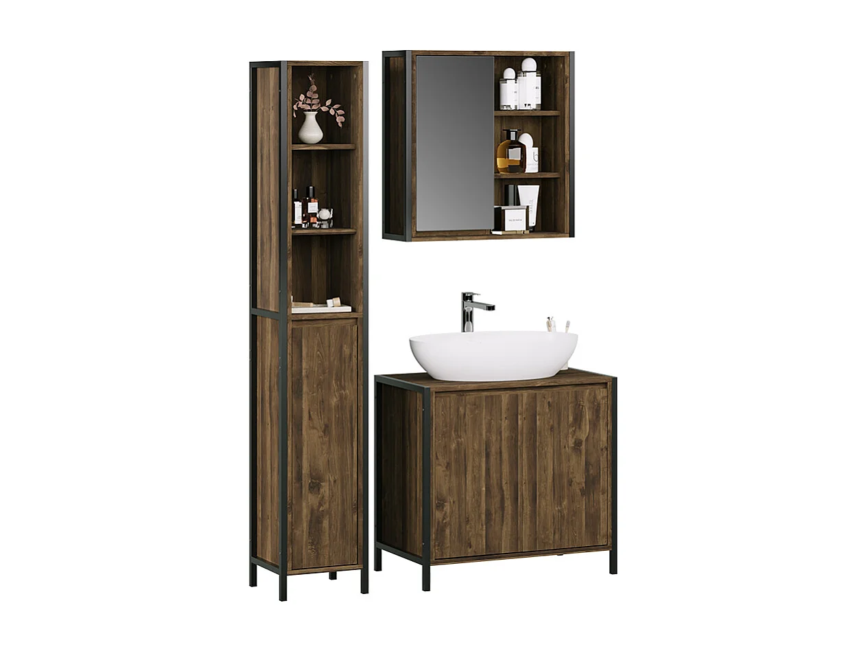 Set di mobili da bagno quercia/nero 70x40x65 naola