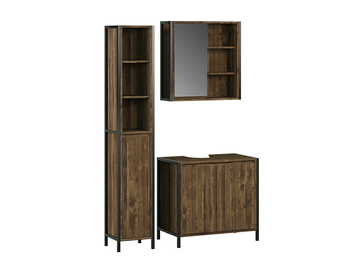 Meubles bain chêne/noir 70x40x65 naola