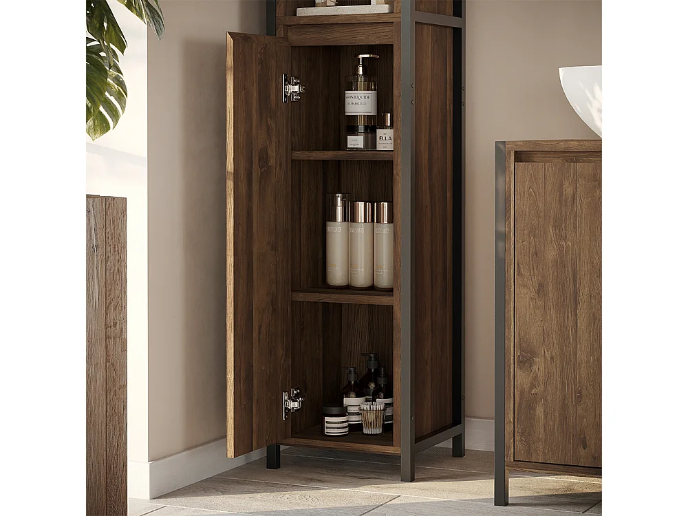 Meubles bain chêne/noir 70x40x65 naola