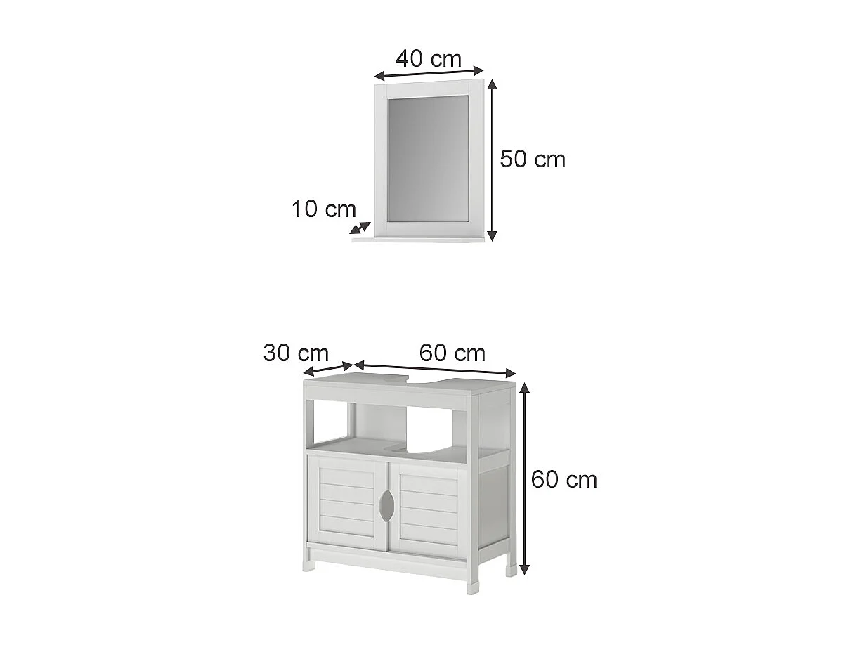 Set di mobili da bagno bianco 60x30x60 vilda