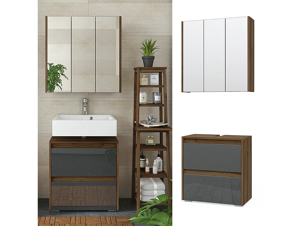 Set mobili bagno antracite 60x30x62 majest
