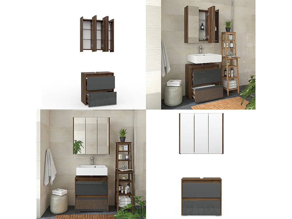 Set mobili bagno antracite 60x30x62 majest