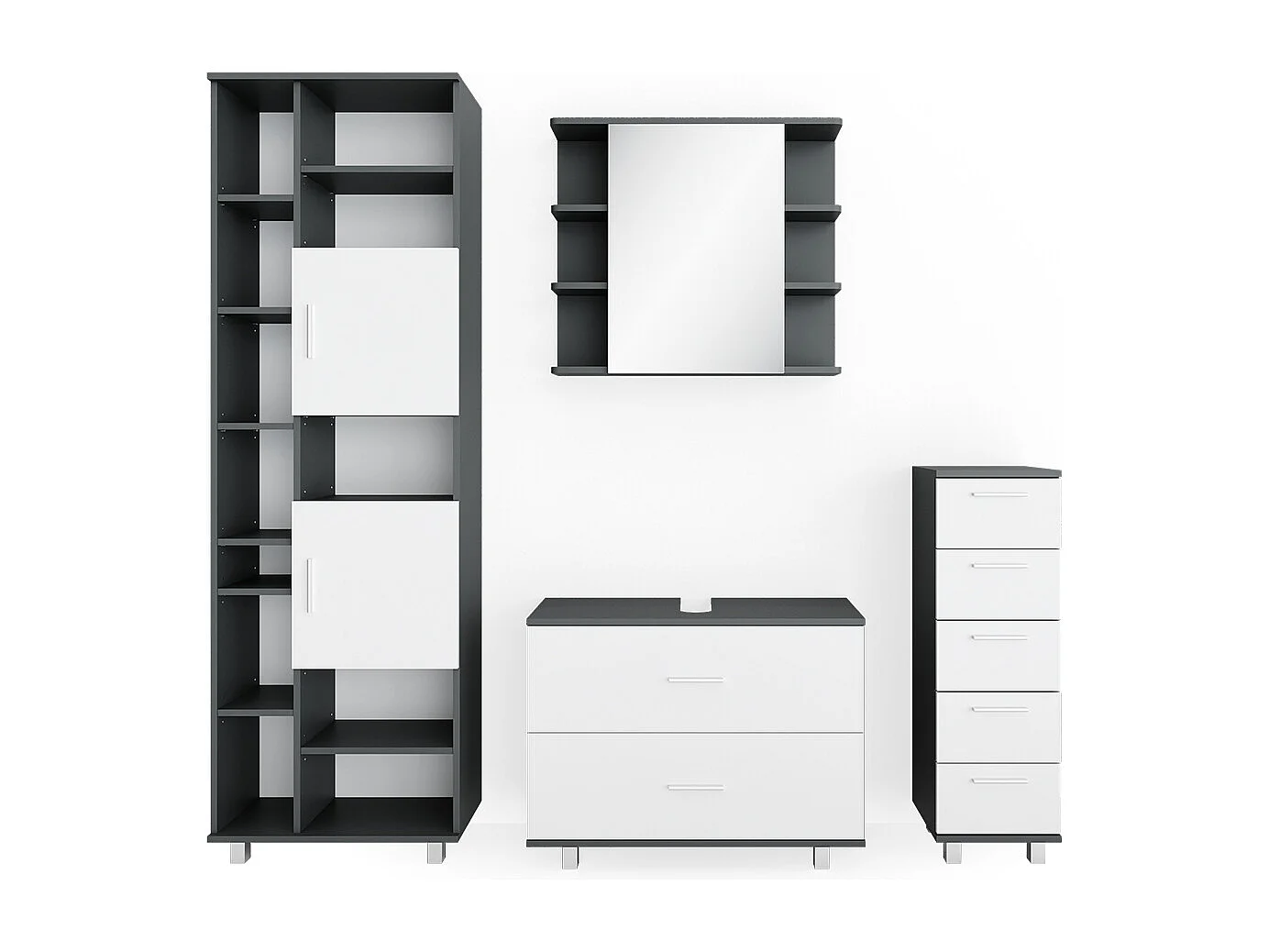 Badmöbel-Set weiß/anthrazit 80.2x33x60.8 ilias