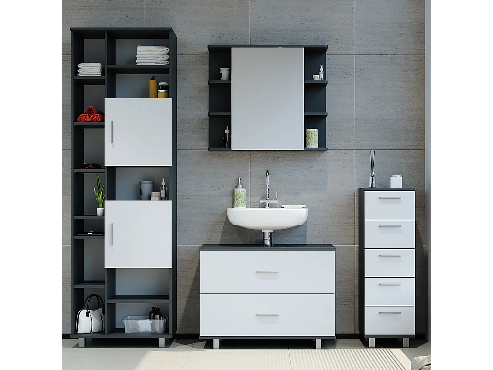 Badmöbel-Set weiß/anthrazit 80.2x33x60.8 ilias