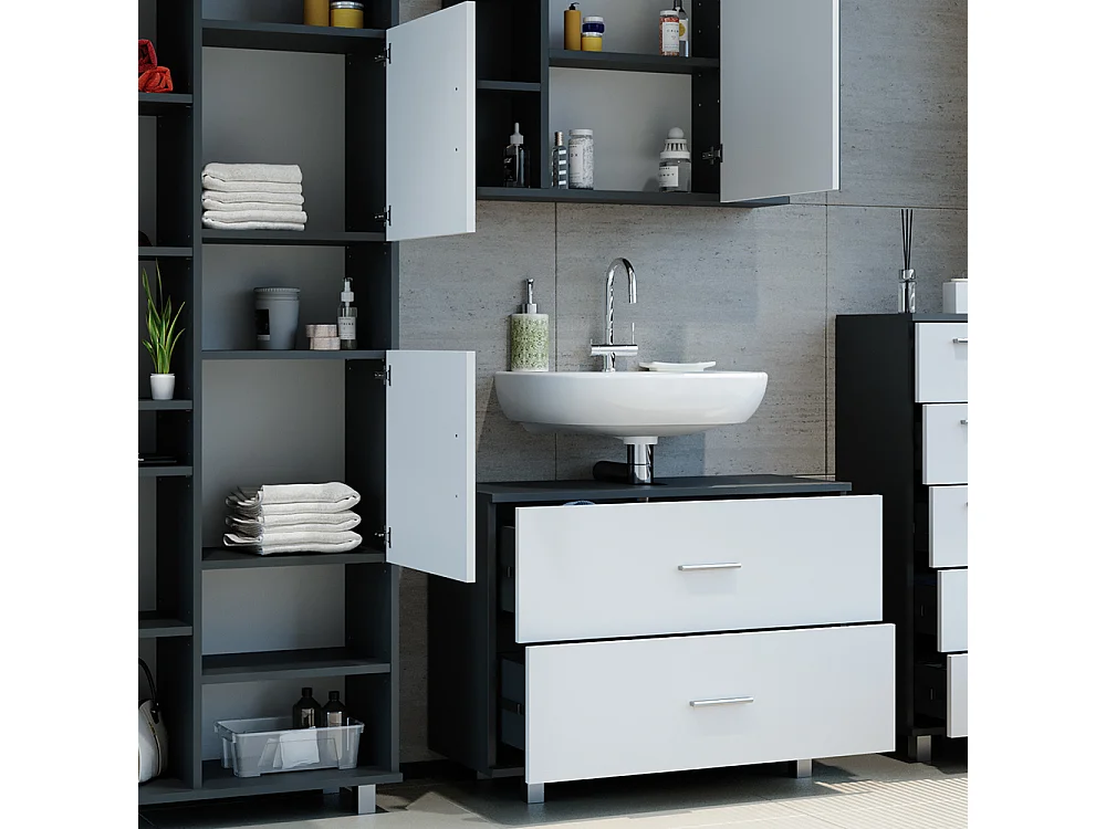 Meubles bain blanc/anthracite 80.2x33x60.8 ilias