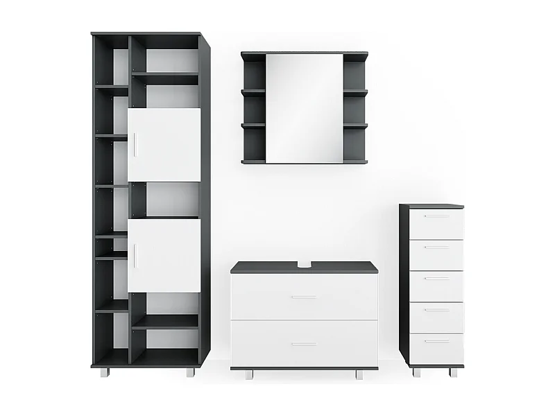 Badmöbel-Set weiß/anthrazit 80.2x33x60.8 ilias