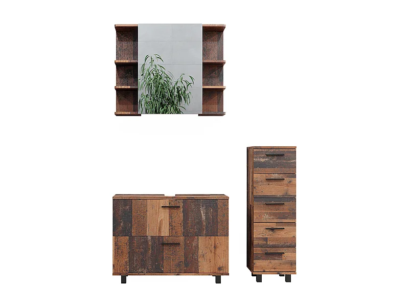 Set di mobili da bagno rovere rustico 80x33x60 ilias
