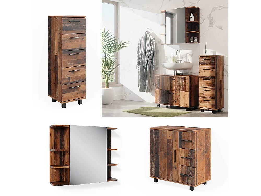 Set di mobili da bagno rovere rustico 80x33x60 ilias