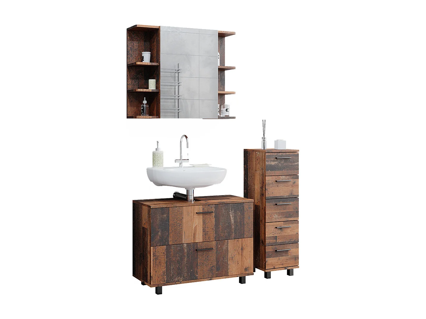 Set di mobili da bagno rovere rustico 80x33x60 ilias