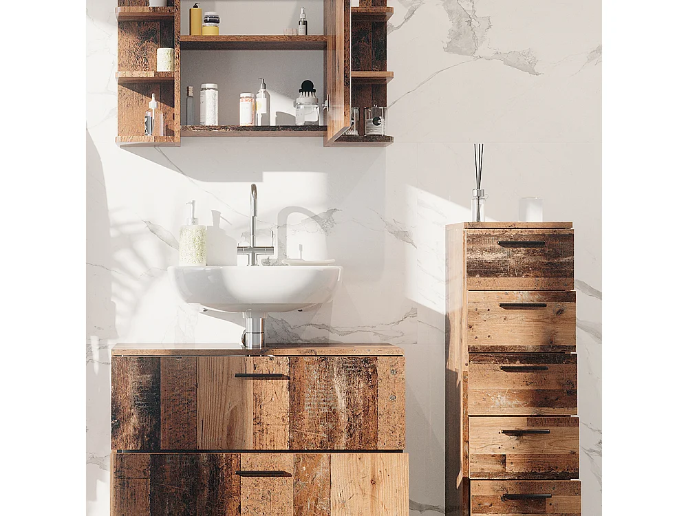 Meubles bain chêne rustique 80x33x60 ilias