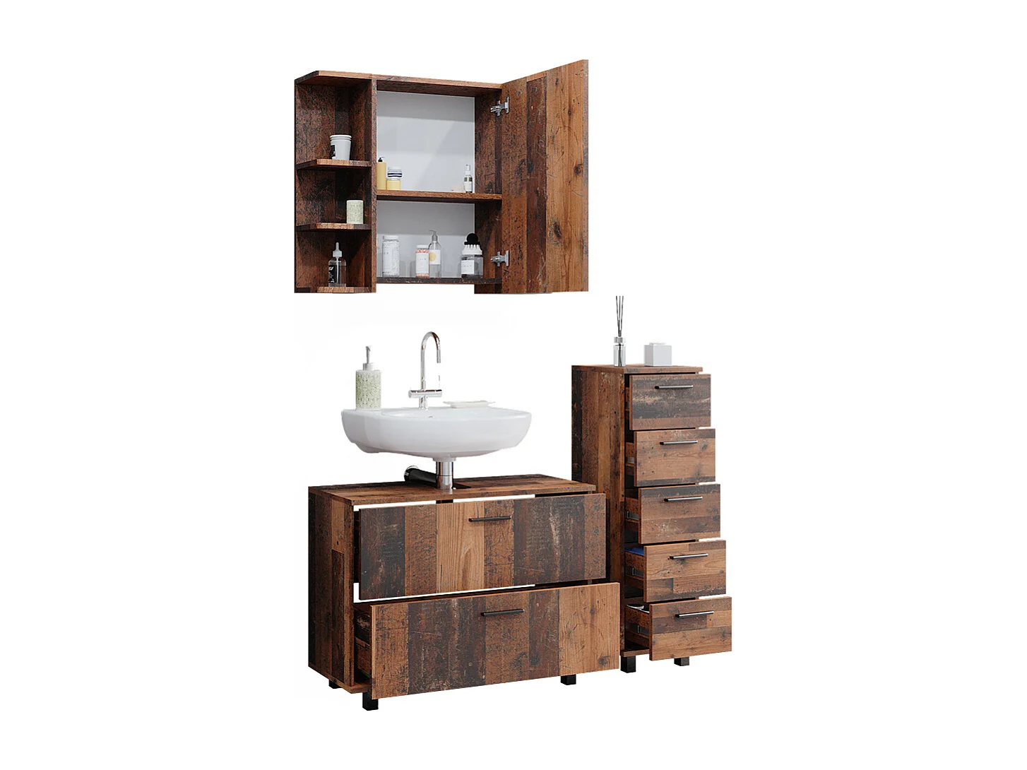 Meubles bain chêne rustique 80x33x60 ilias