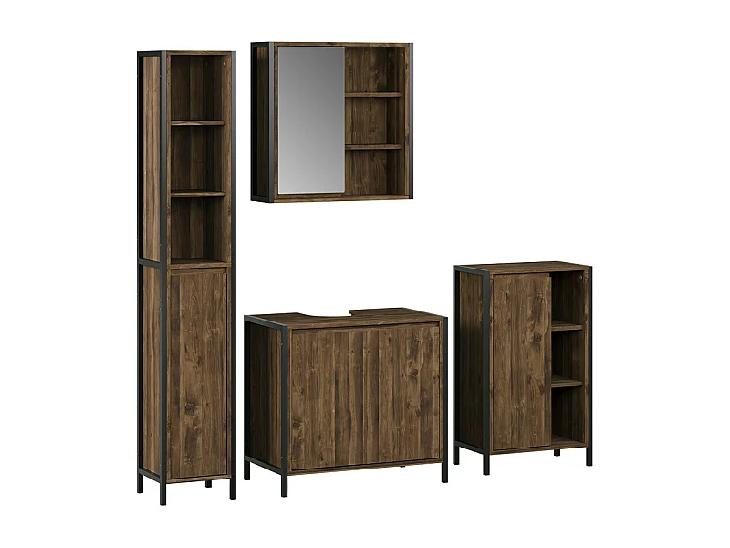 Set di mobili da bagno quercia/nero 75x40x65 naola