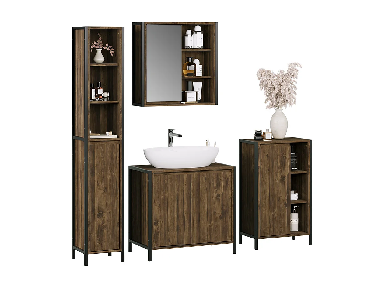 Set di mobili da bagno quercia/nero 75x40x65 naola