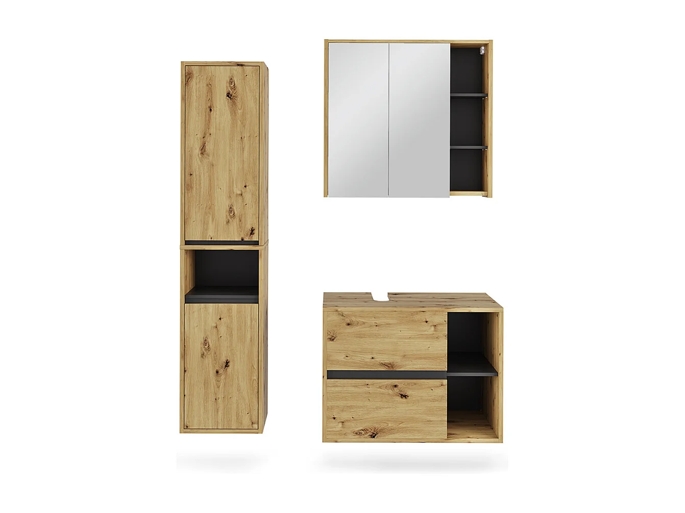 Badmöbel-Set artisan/grau 80x46x60 viola