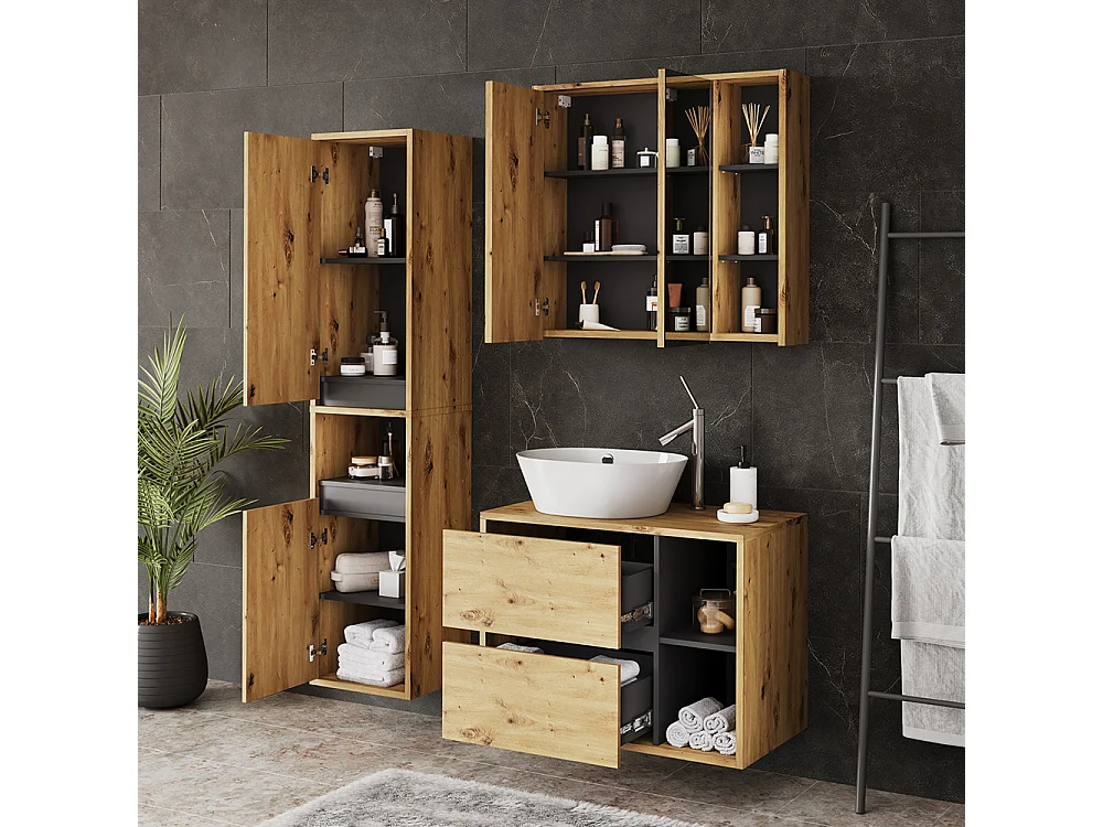 Badmöbel-Set artisan/grau 80x46x60 viola